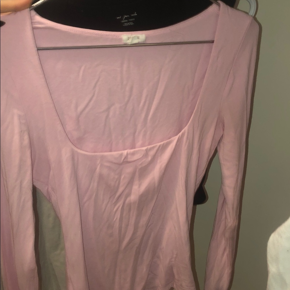 Garage Long-Sleeve Scoop Neck Top in Light Pink